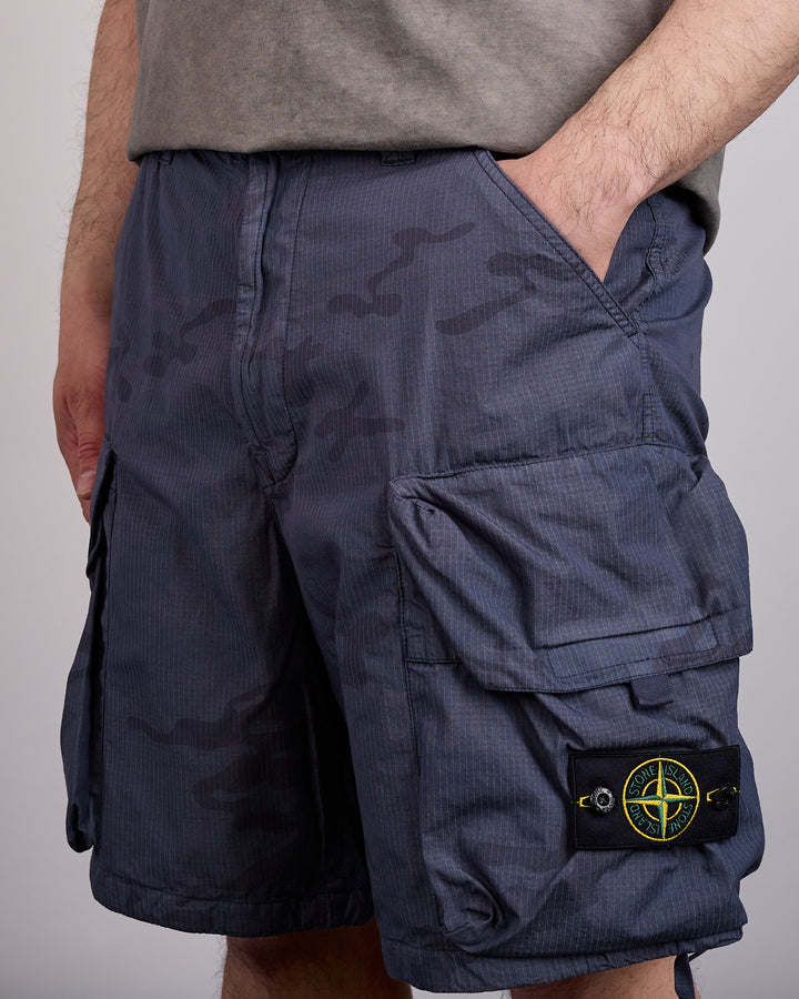 Stone Island Faded Camo Ripstop-TC Cargo Short Dark Blue