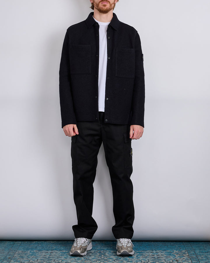 Stone Island Felted Wool Cardigan Black