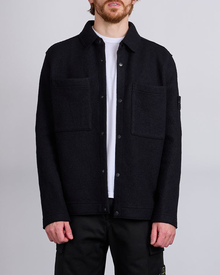 Stone Island Felted Wool Cardigan Black