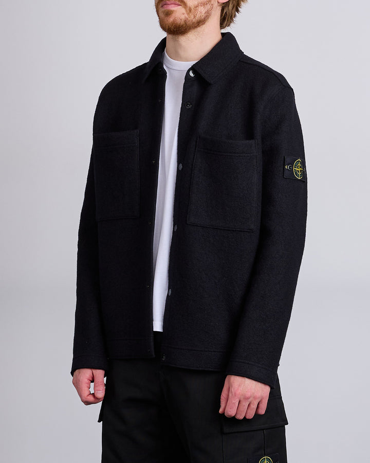 Stone Island Felted Wool Cardigan Black