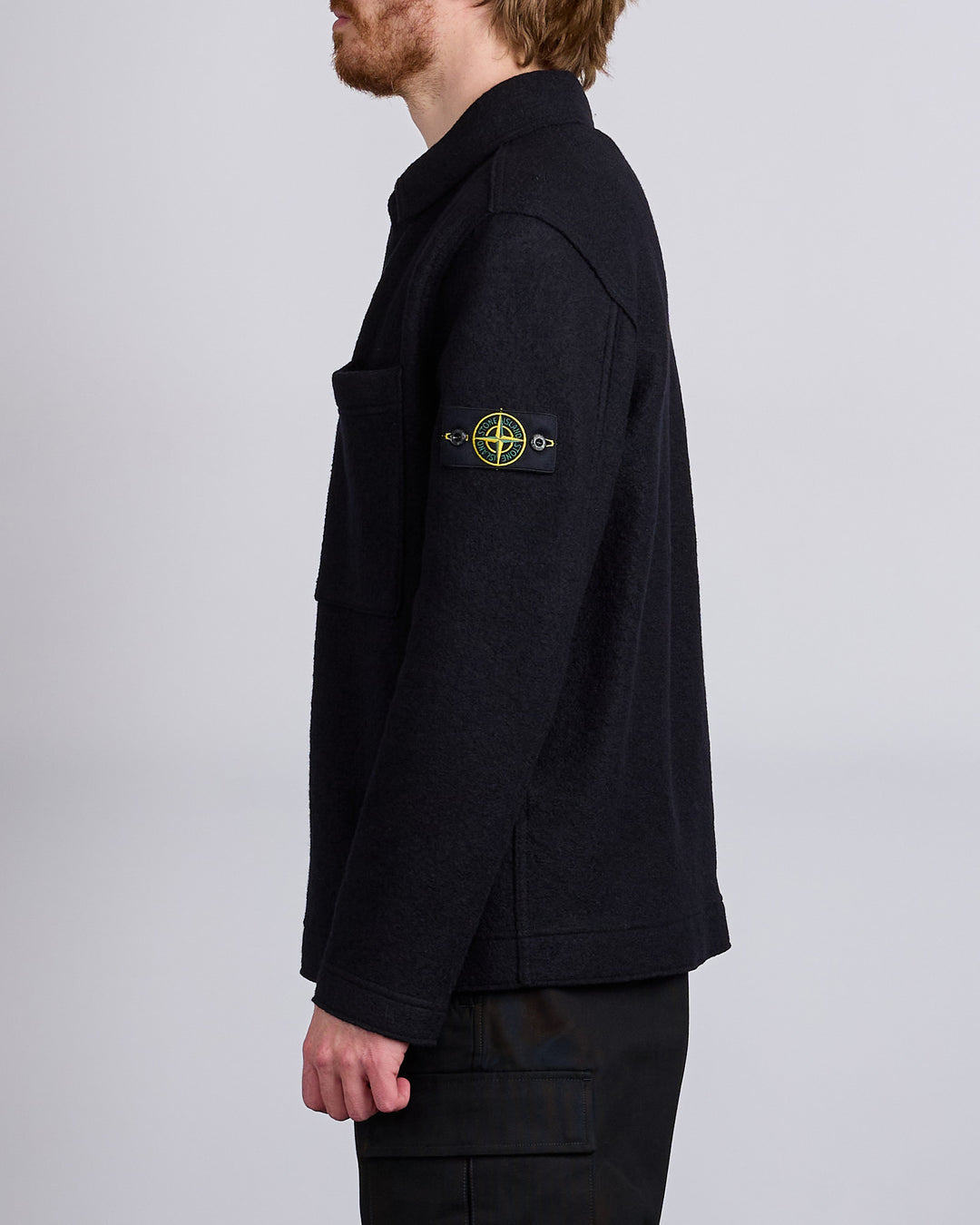 Stone Island Felted Wool Cardigan Black