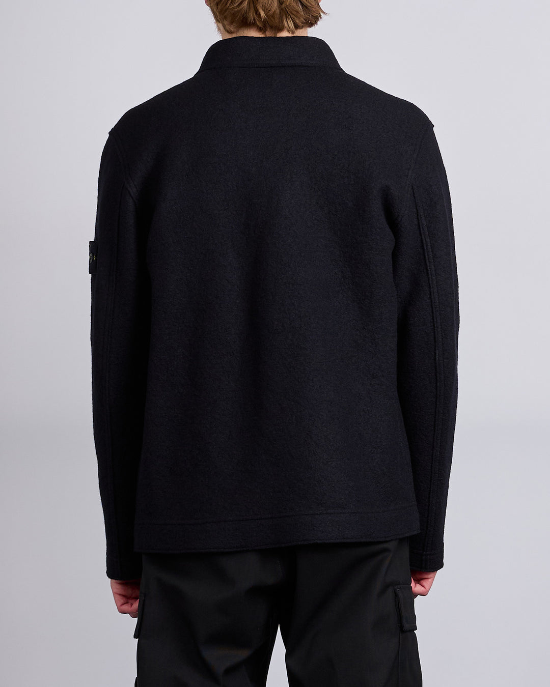 Stone Island Felted Wool Cardigan Black
