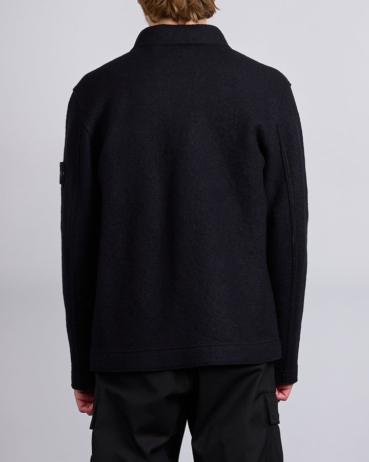 Stone Island Felted Wool Cardigan Black