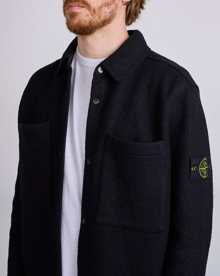Stone Island Felted Wool Cardigan Black