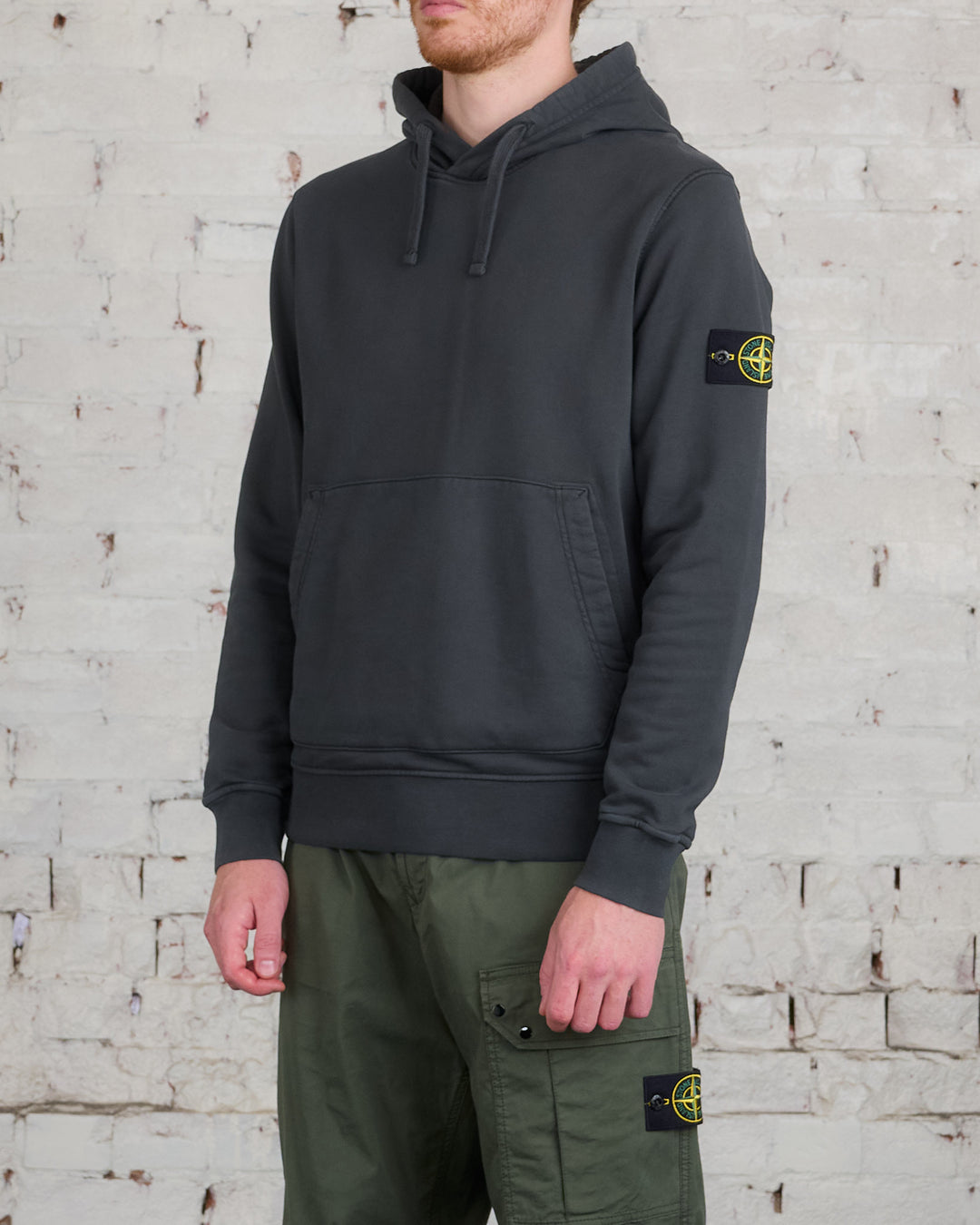 Stone Island GD Cotton Fleece Hoodie Lead Grey