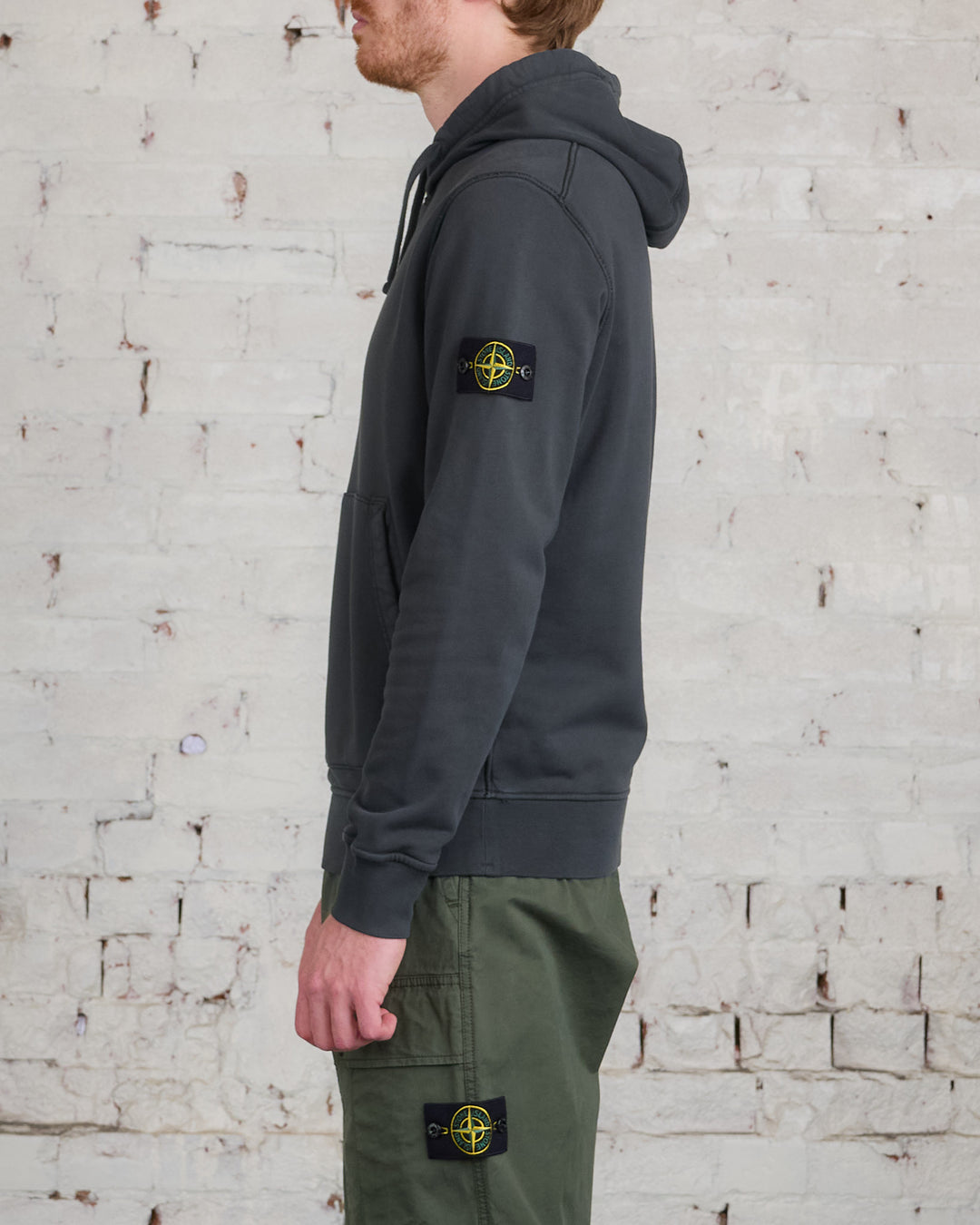 Stone Island GD Cotton Fleece Hoodie Lead Grey