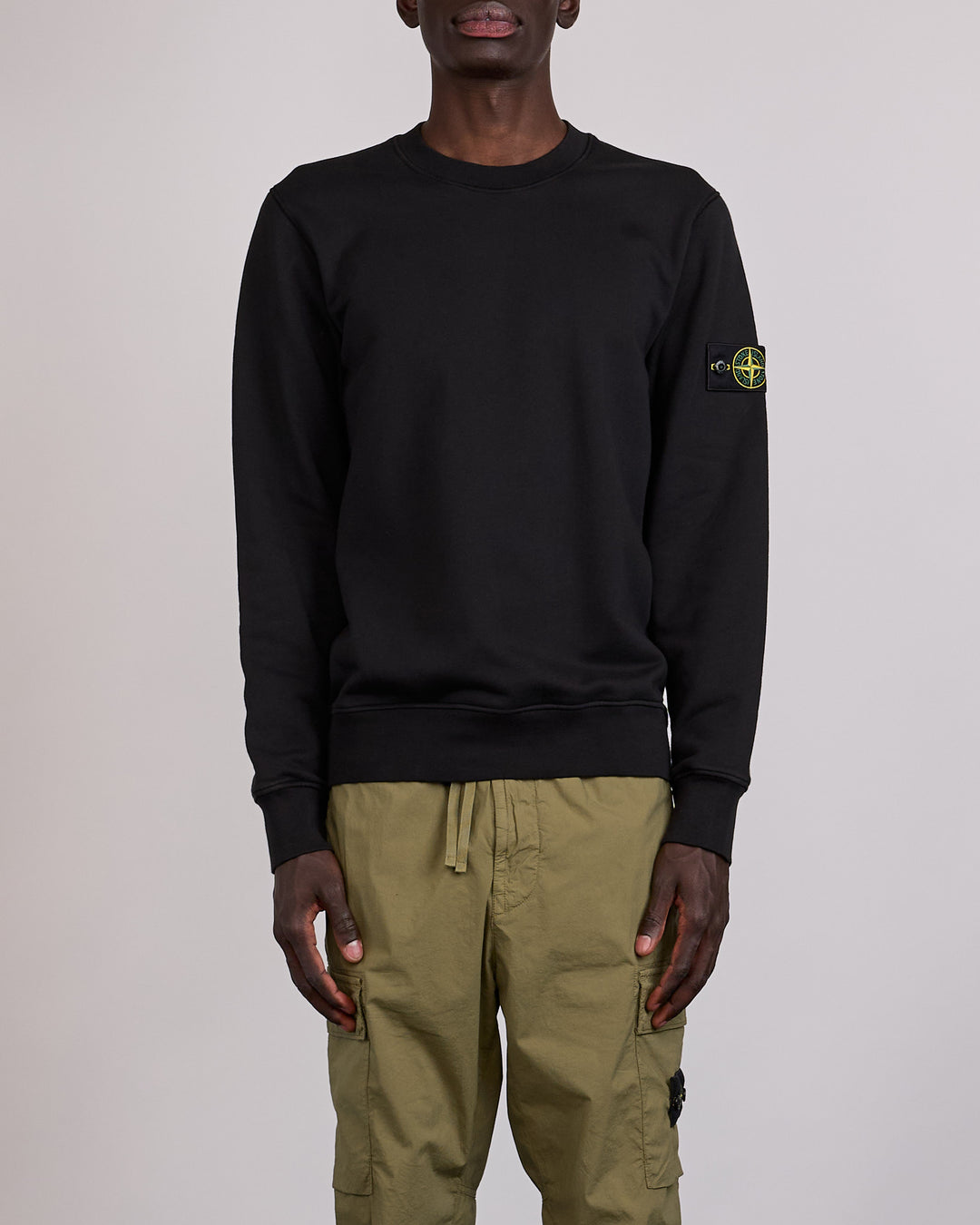 Stone Island GD Organic Cotton Fleece Crewneck Black