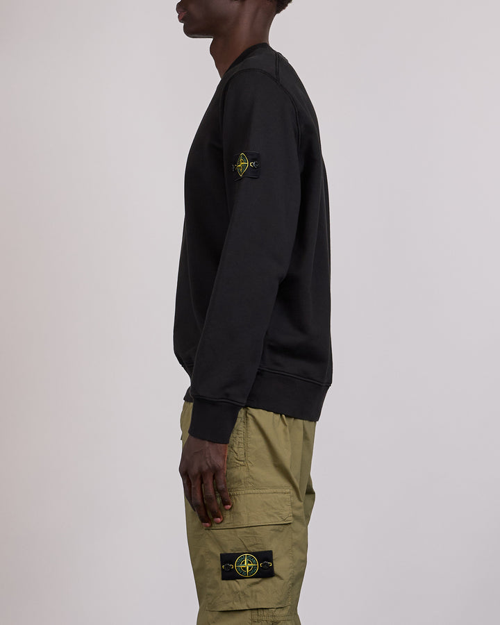 Stone Island GD Organic Cotton Fleece Crewneck Black