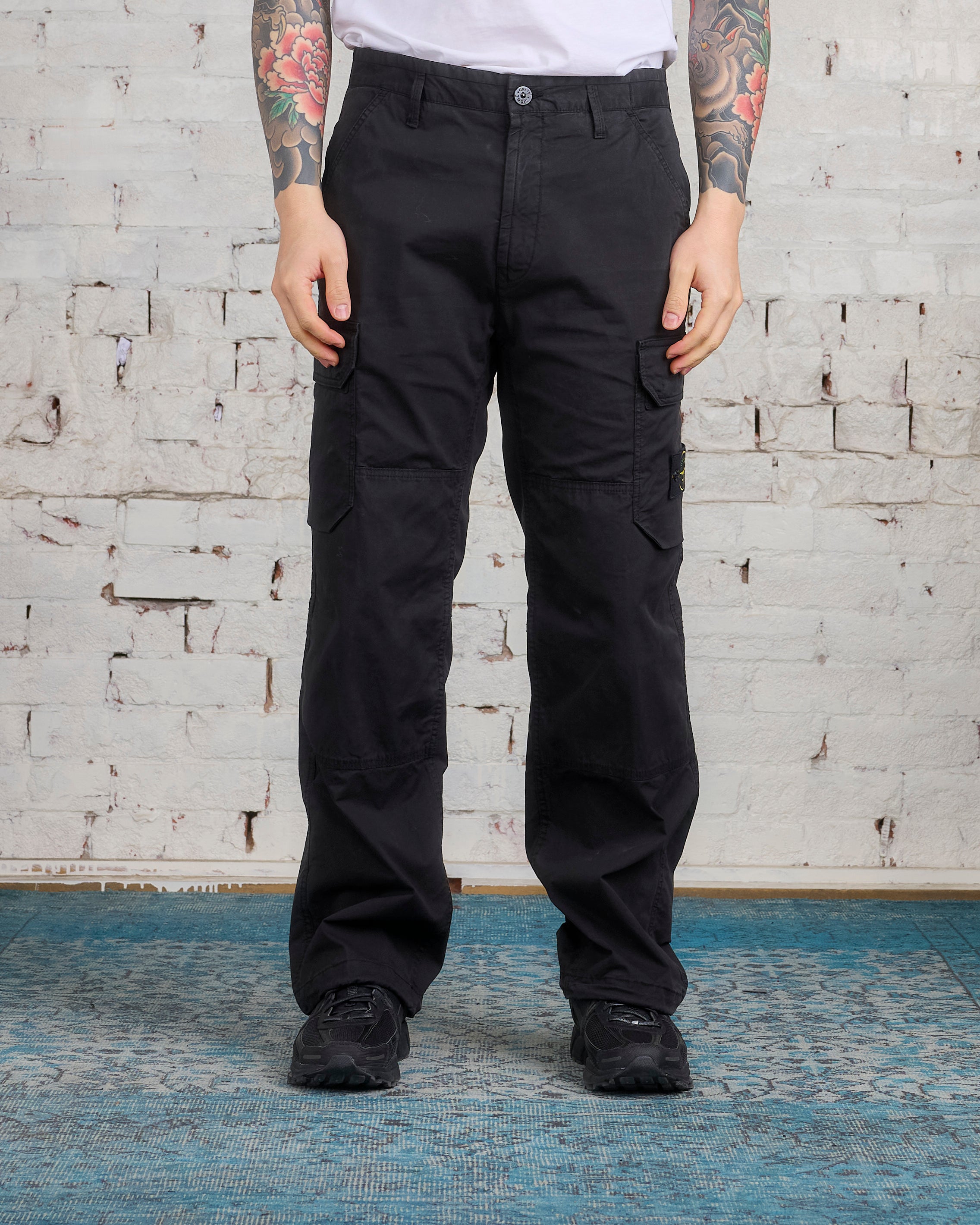 Stone Island Gabardine Stretch Double Cargo Pant Black – LESS 17