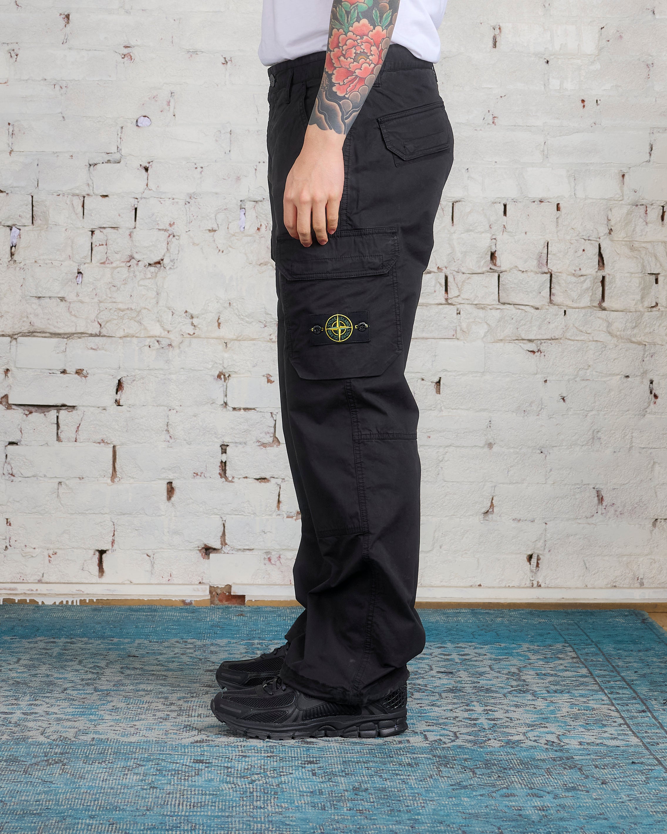 Stone Island Gabardine Stretch Double Cargo Pant Black – LESS 17