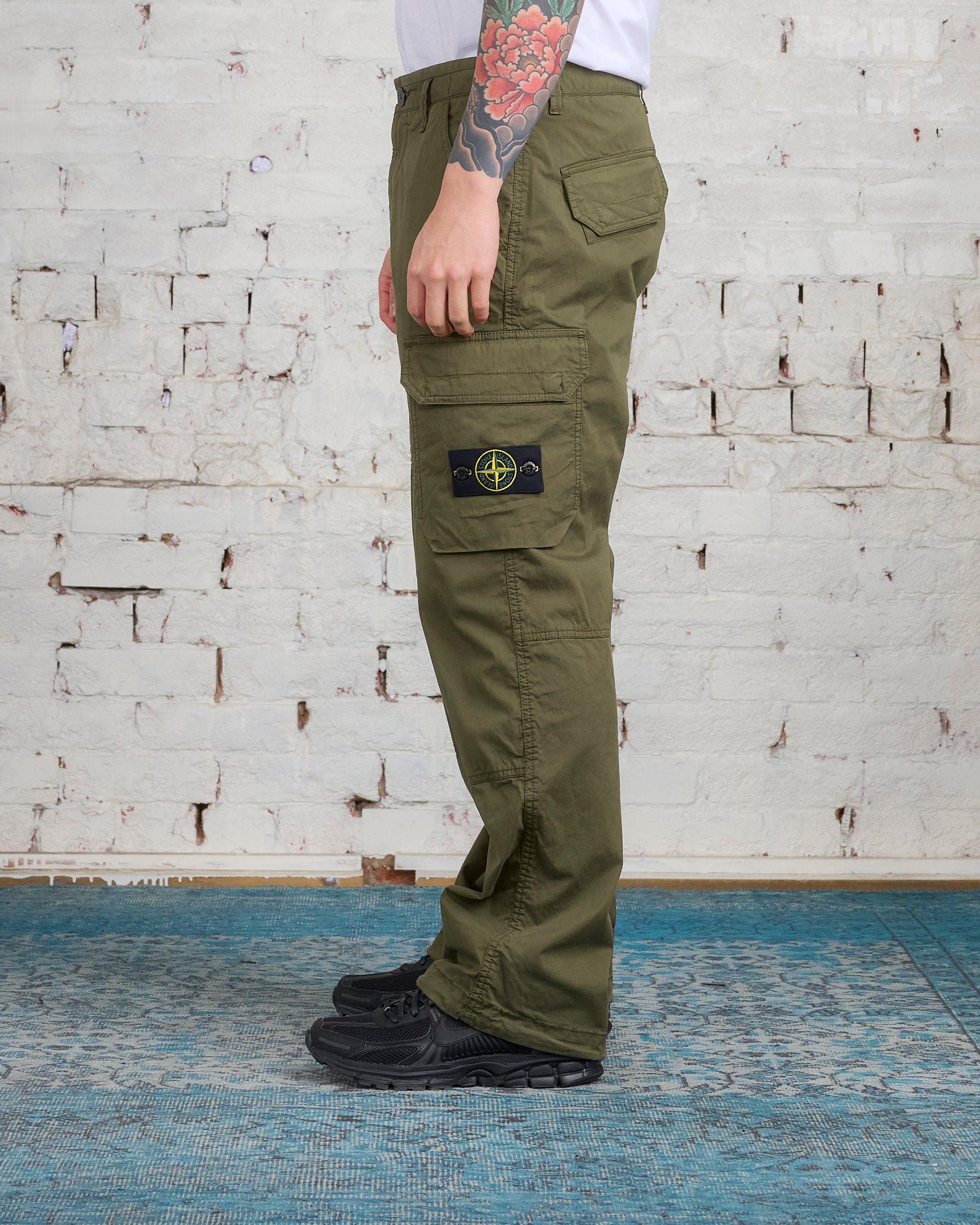 Stone Island Gabardine Stretch Double Cargo Pant Olive