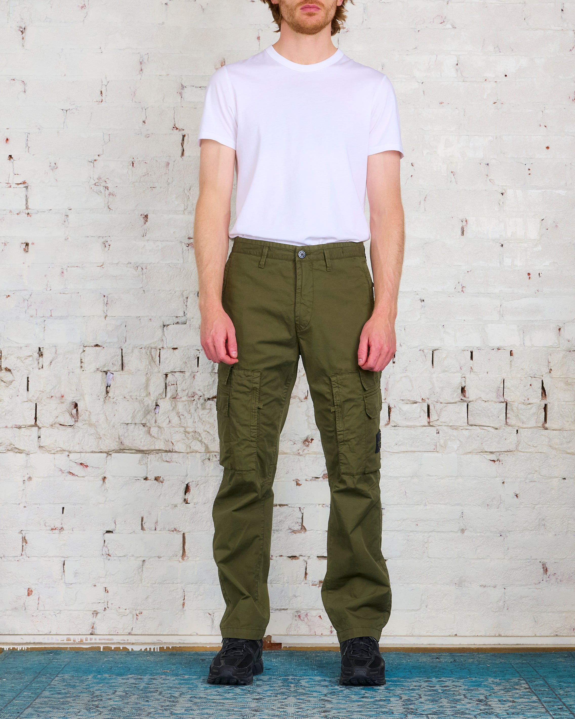 Stone Island Gabardine Stretch Side Zip Cargo Pant Olive