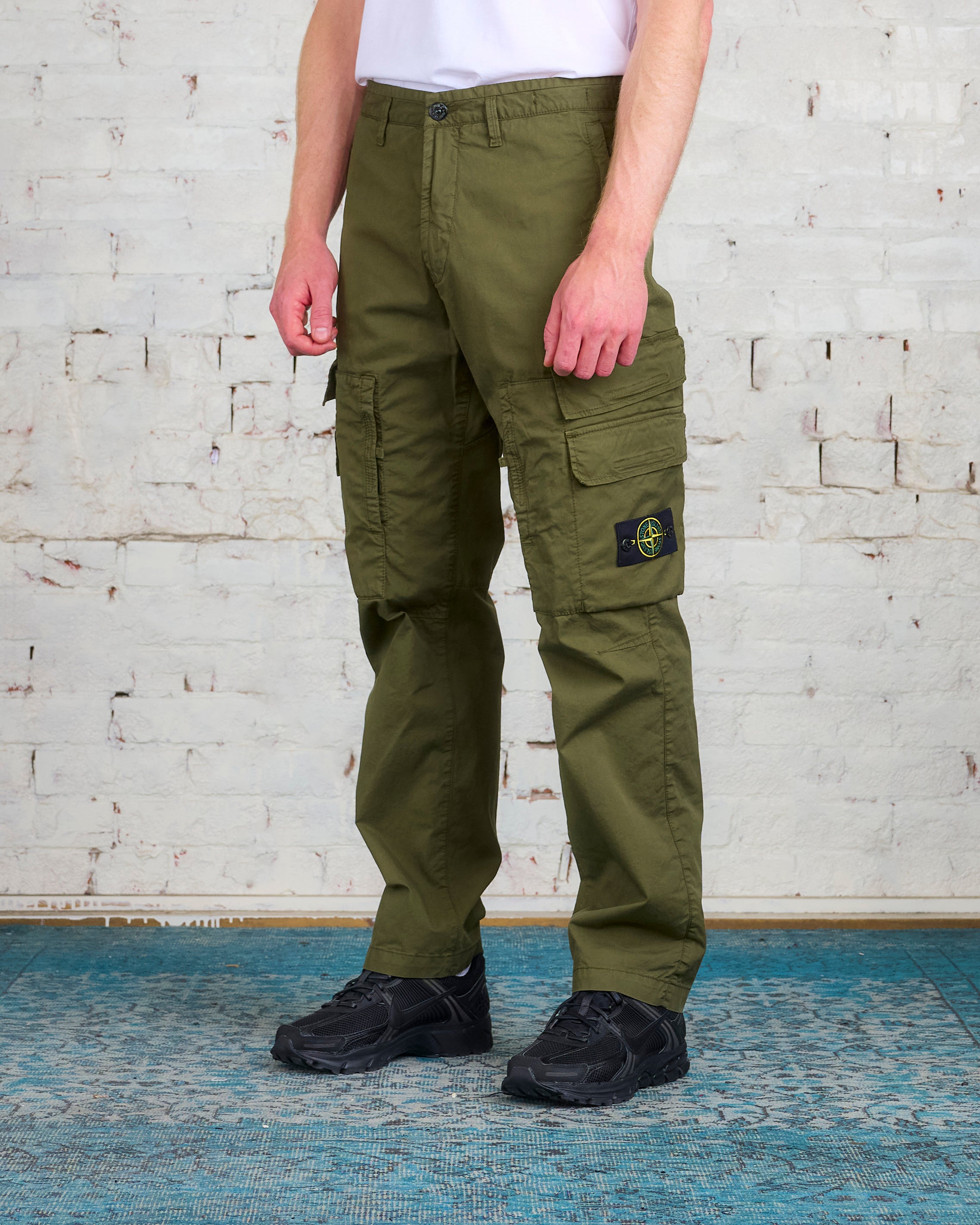 Stone Island Gabardine Stretch Side Zip Cargo Pant Olive