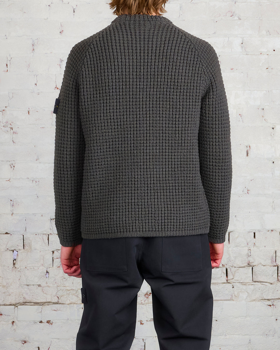 Stone Island Geelong Wool Textured Sweater Olive