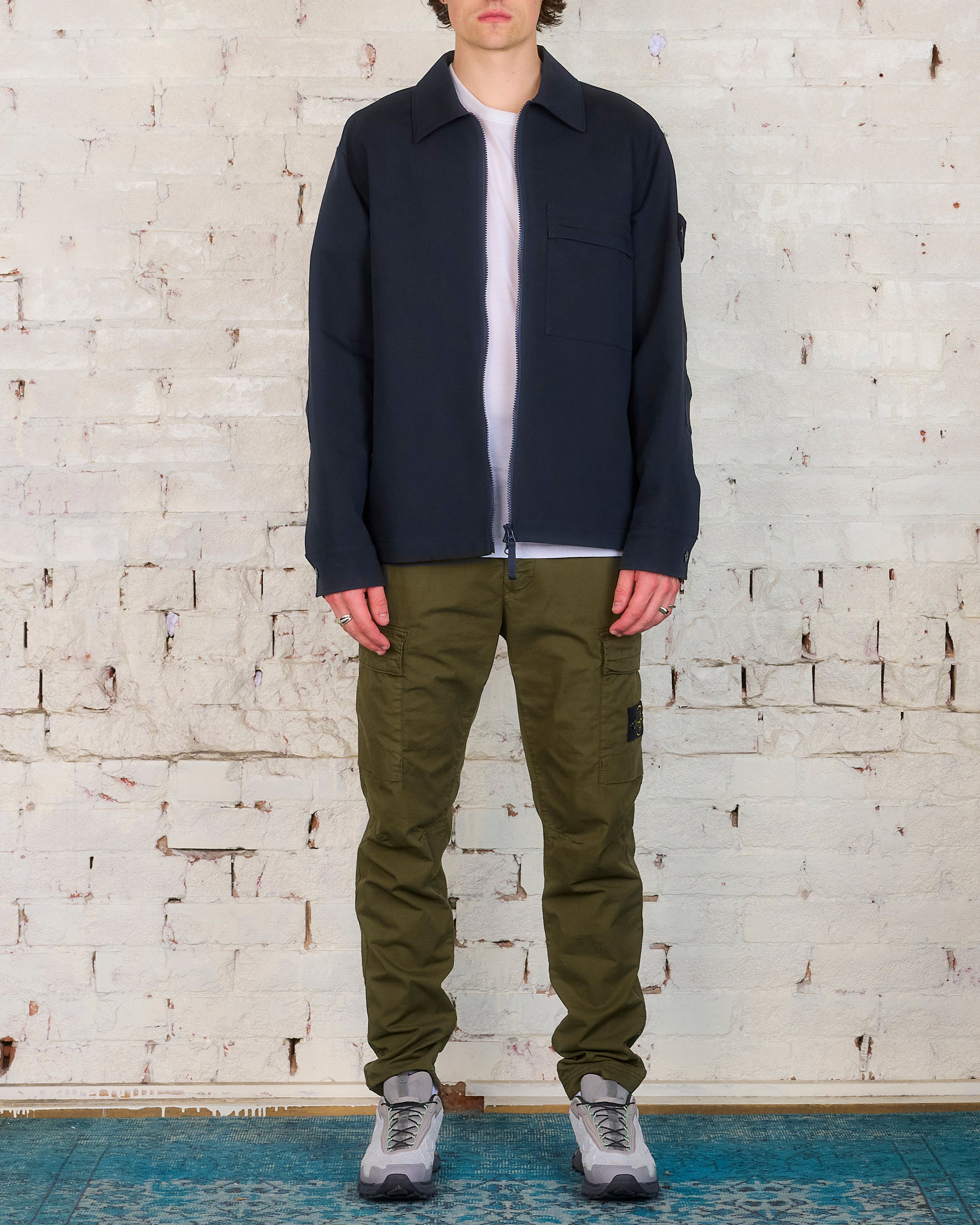 Stone Island Ghost Piece Gabardine Overshirt Navy