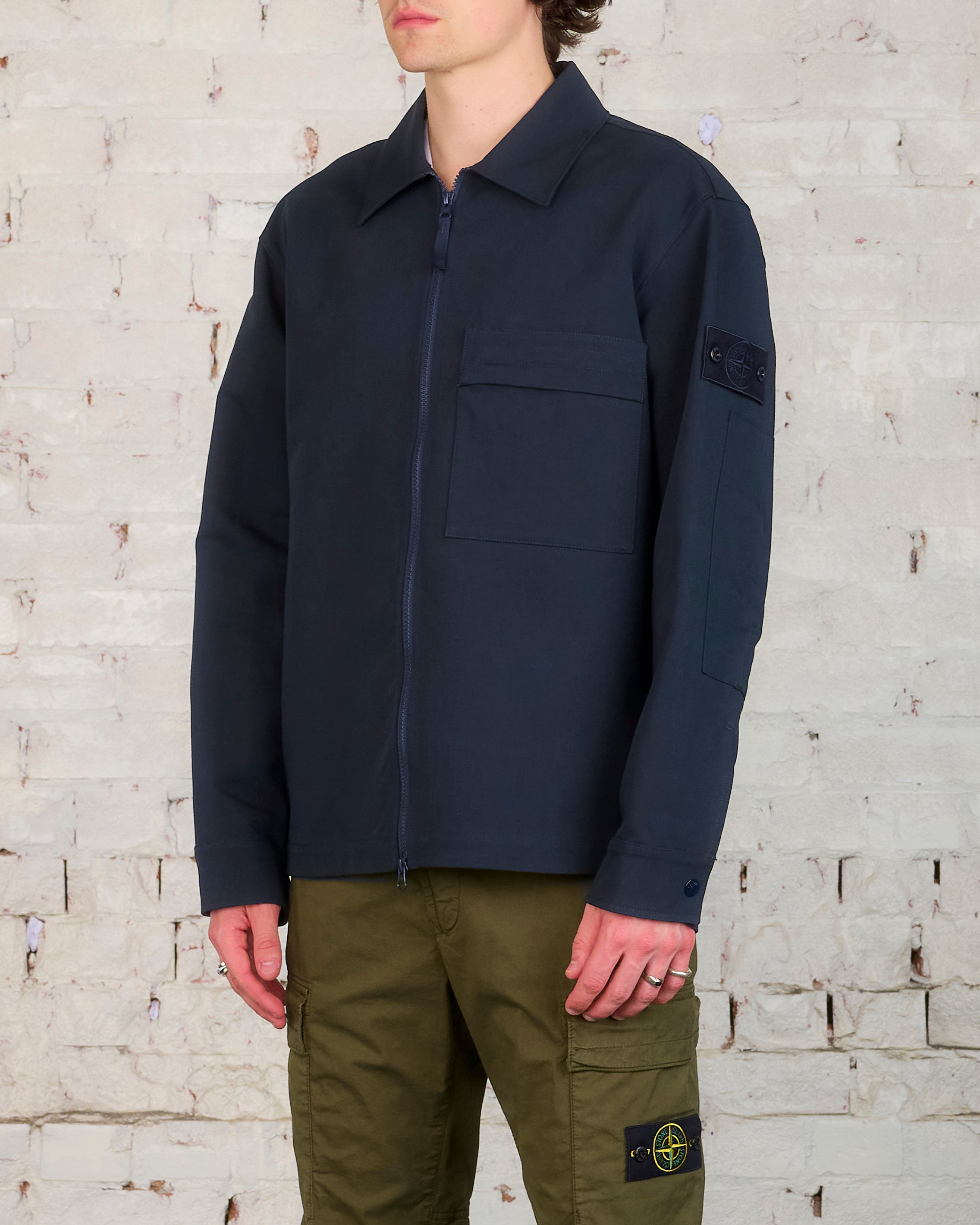 Stone Island Ghost Piece Gabardine Overshirt Navy – LESS 17