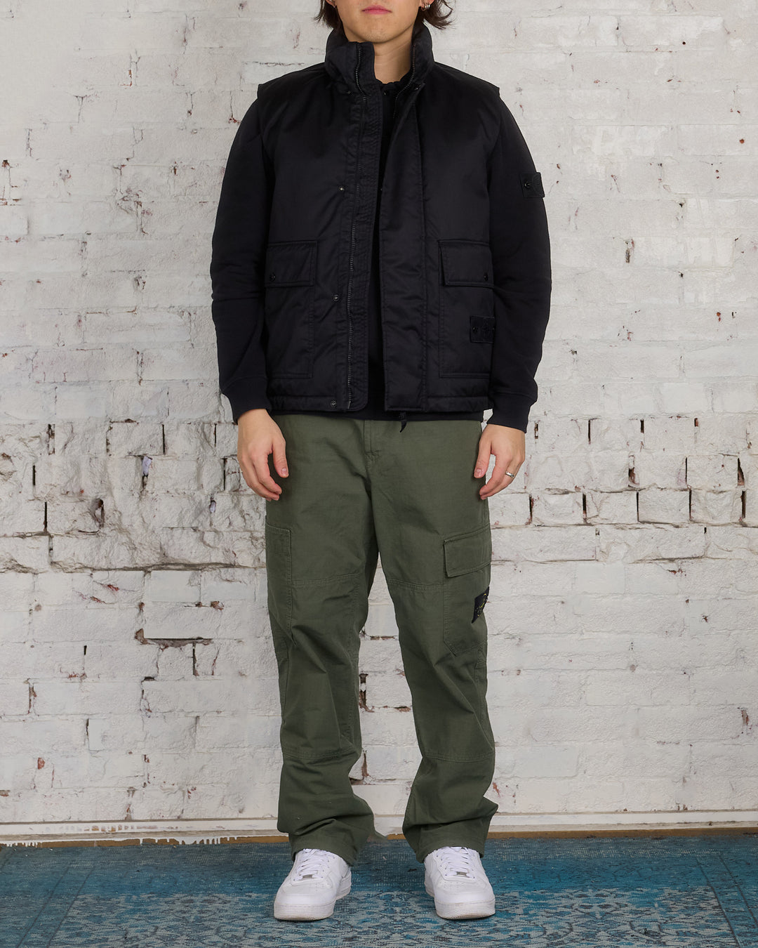 Stone Island Ghost Piece Merino Twill Cargo Vest Black