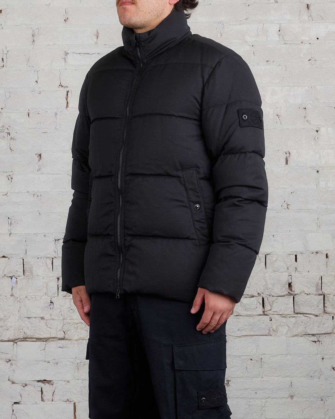 Stone Island Ghost Piece Merino Twill Down Jacket Black