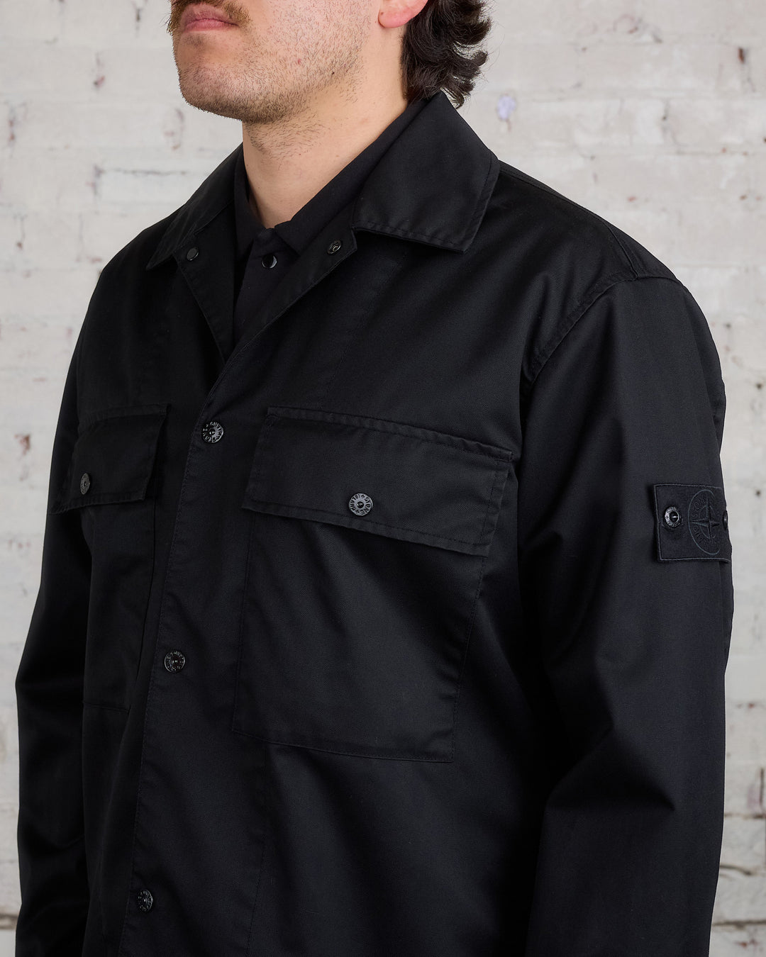 Stone Island Ghost Piece Merino Twill Outershirt Black