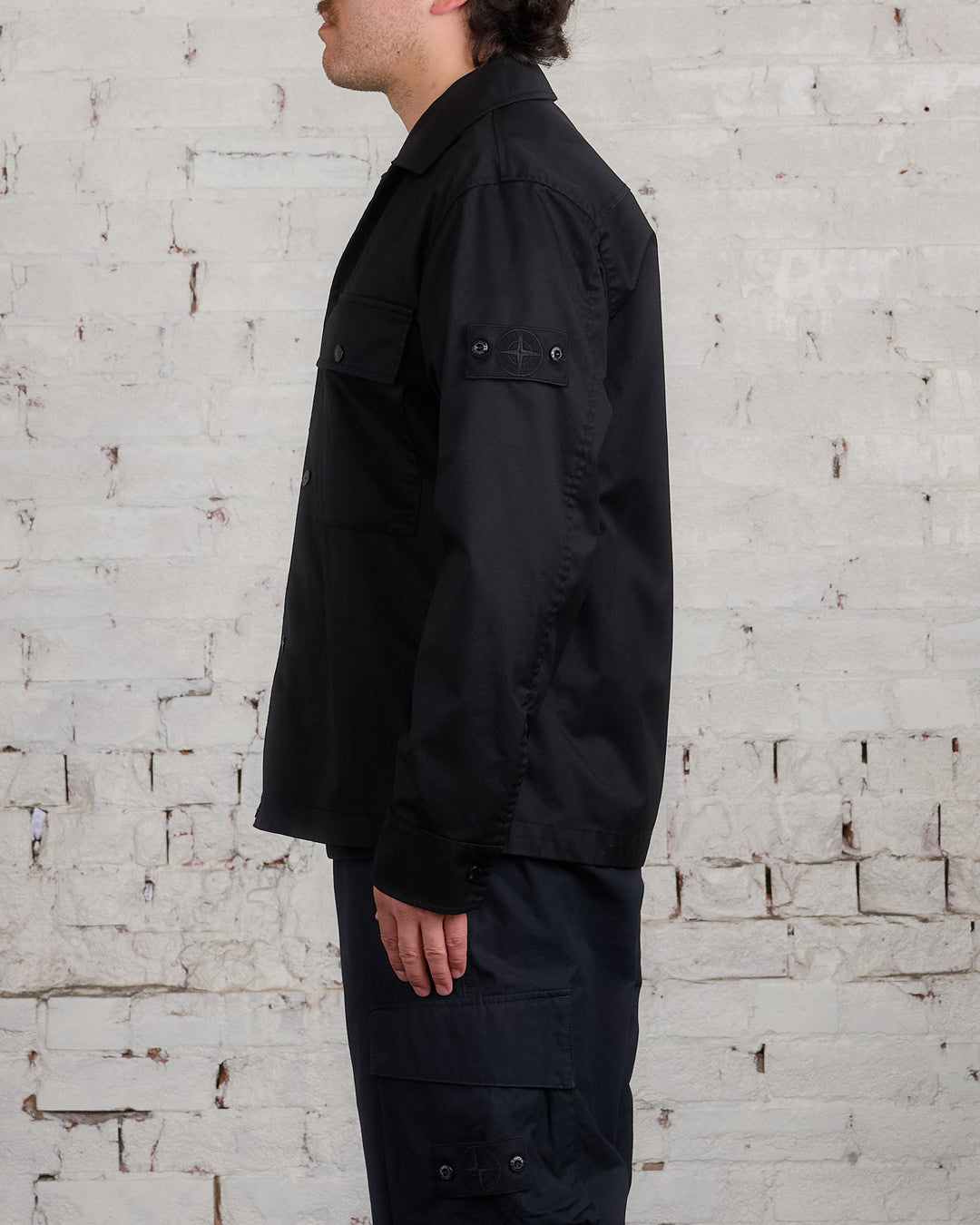 Stone Island Ghost Piece Merino Twill Outershirt Black