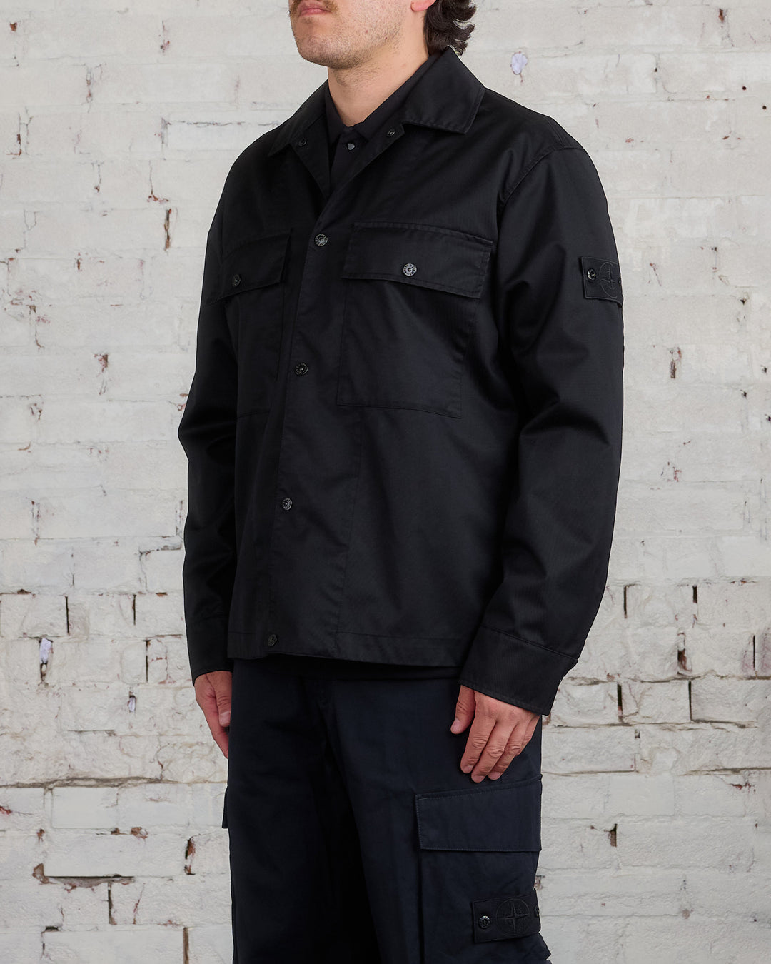 Stone Island Ghost Piece Merino Twill Outershirt Black