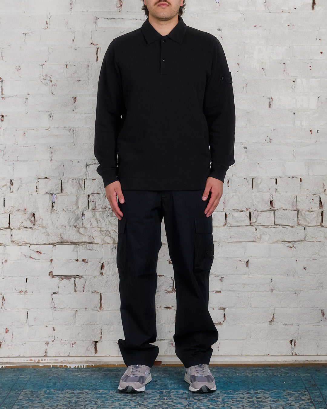 Stone Island Ghost Piece Stretch Fleece Rugby Black