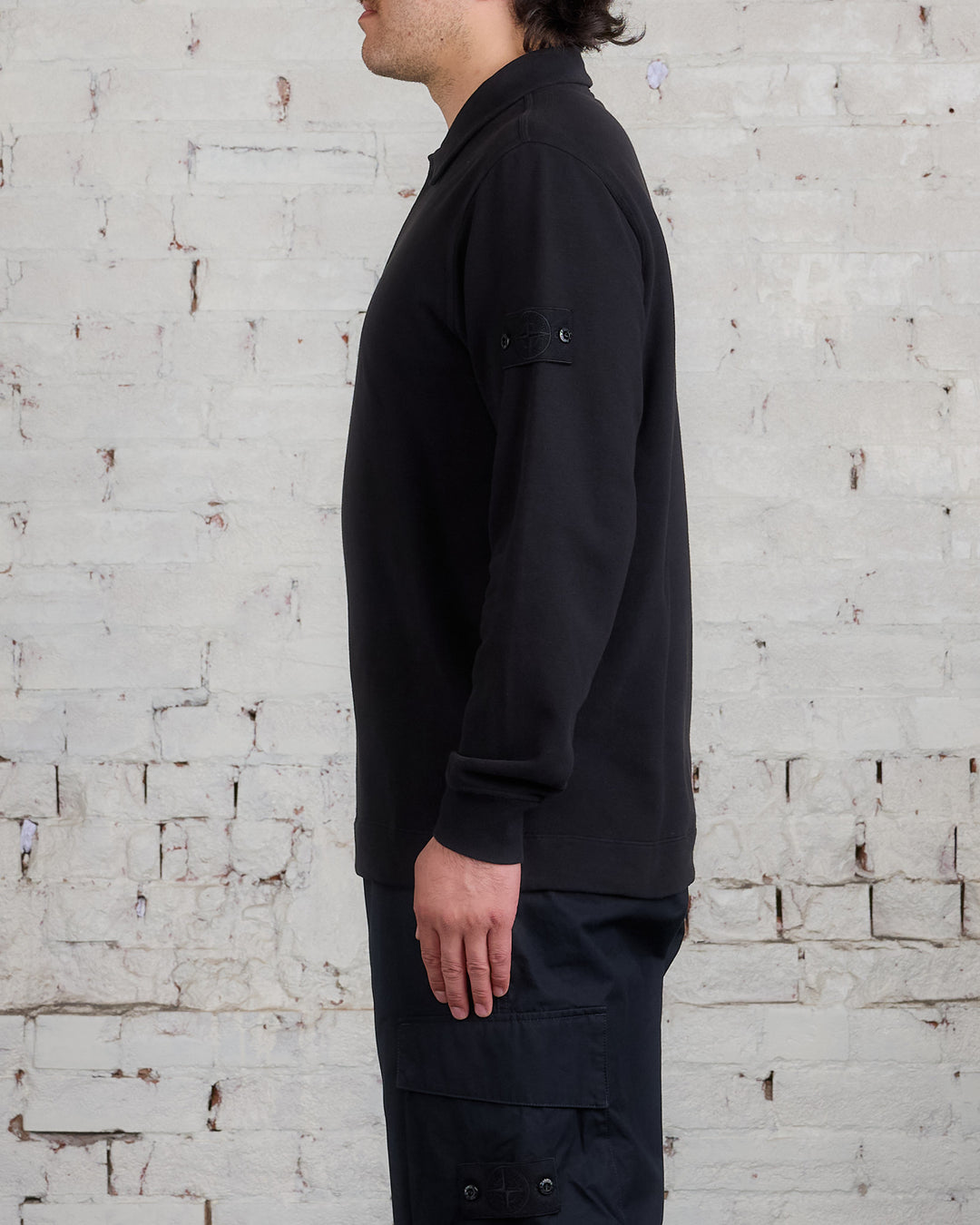 Stone Island Ghost Piece Stretch Fleece Rugby Black