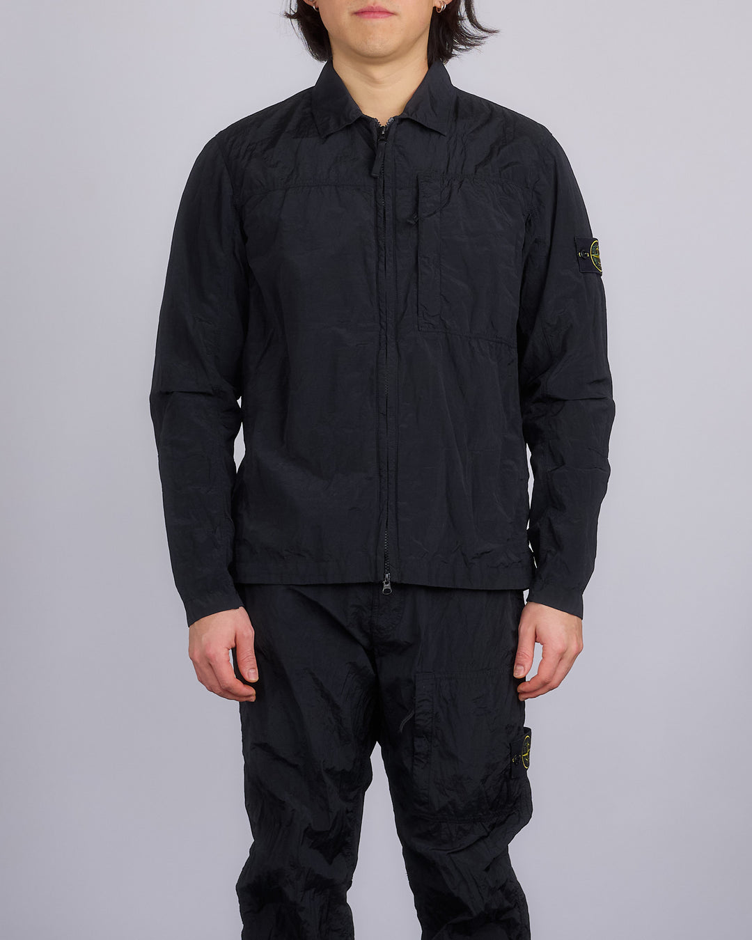 Stone Island Iridescent Nylon Metal Overshirt Black