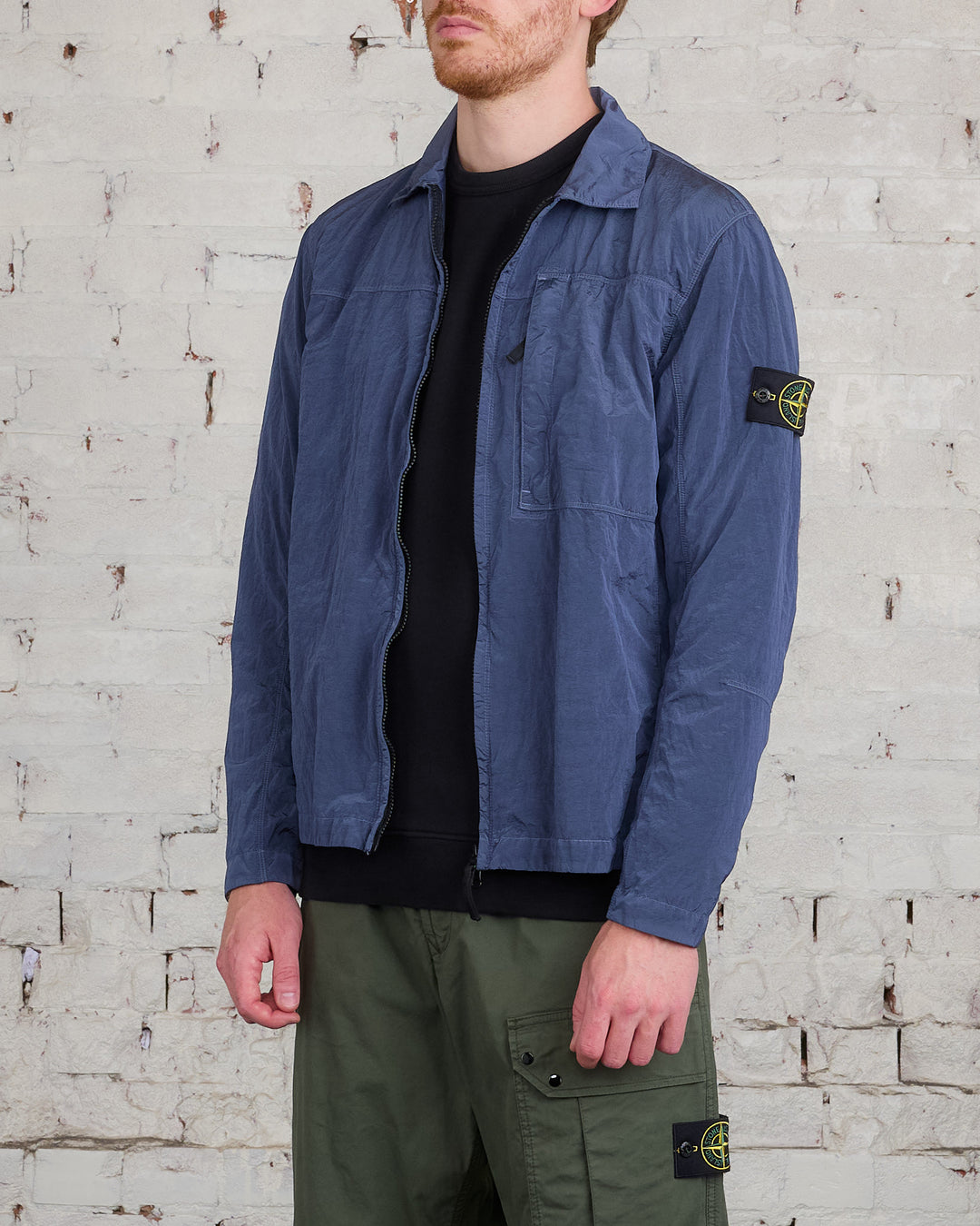 Stone Island Iridescent Nylon Metal Overshirt Mid Blue