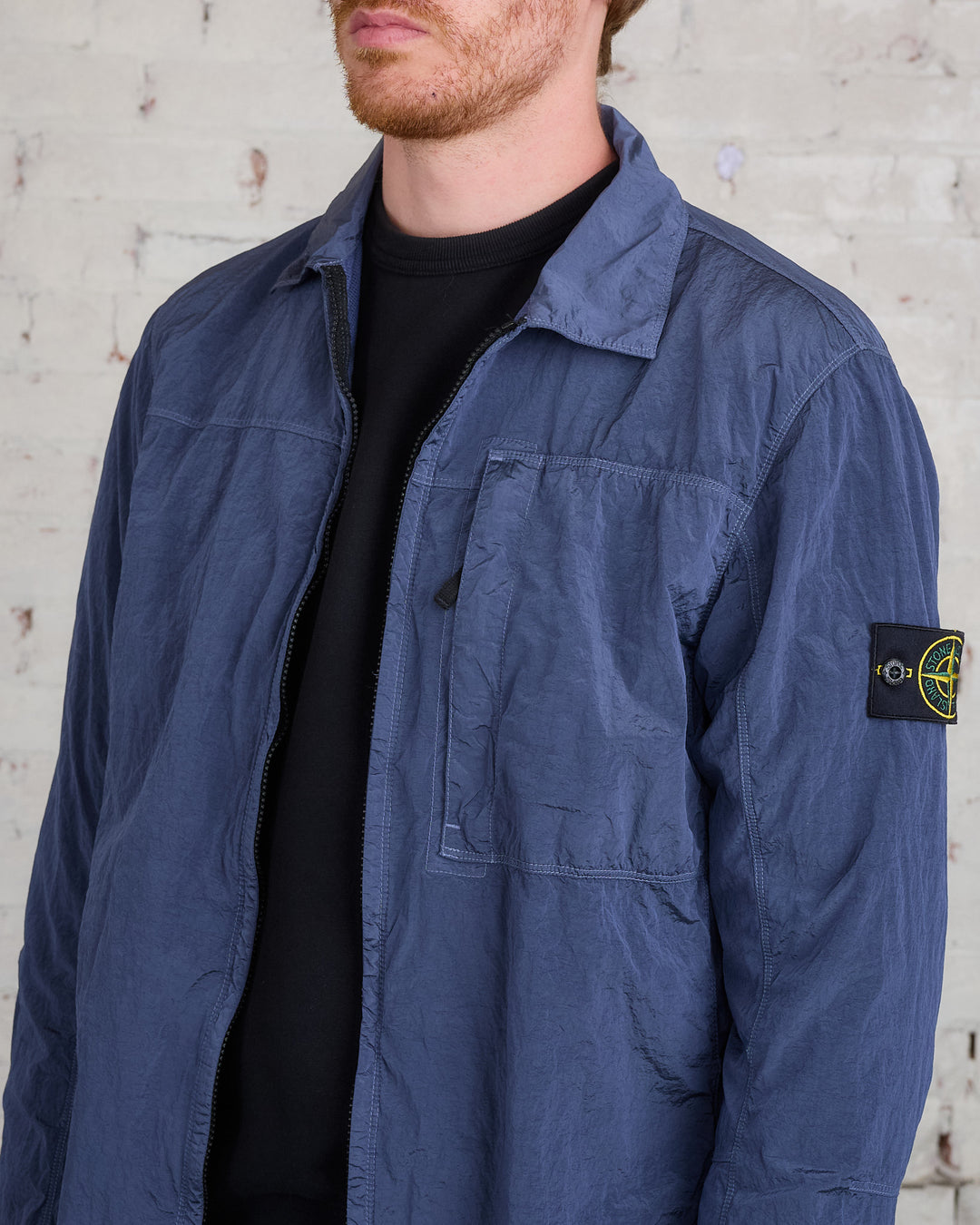 Stone Island Iridescent Nylon Metal Overshirt Mid Blue