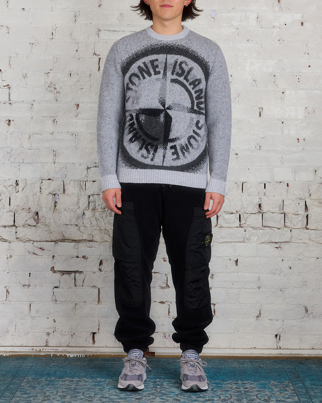 Stone Island Jacquard Knit Logo Sweater Dust Grey