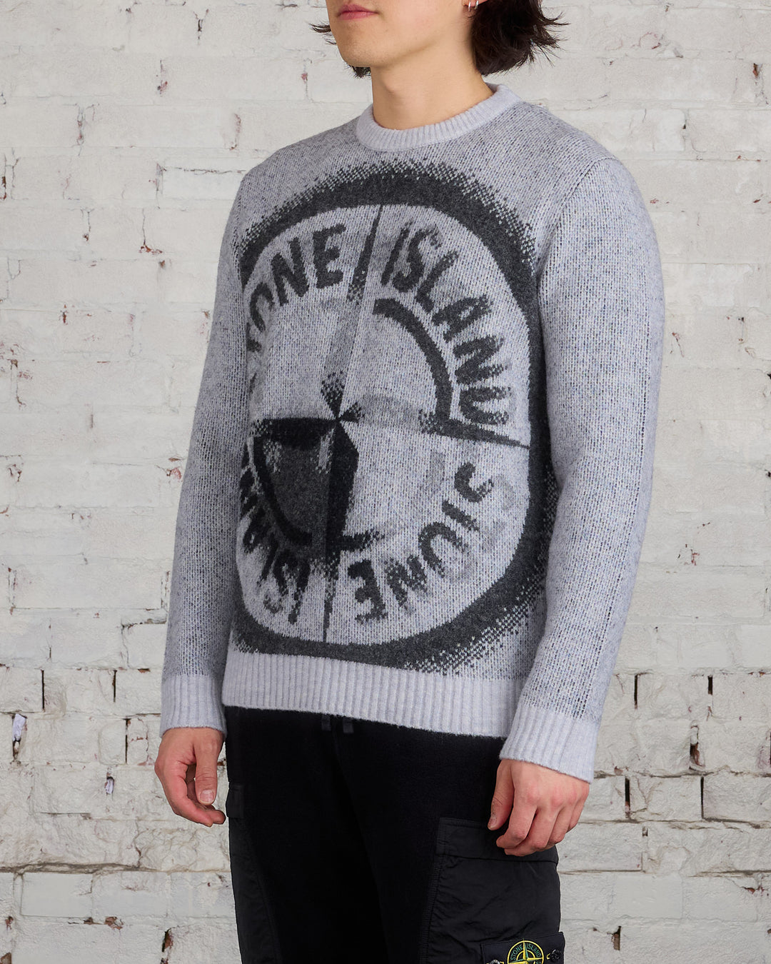 Stone Island Jacquard Knit Logo Sweater Dust Grey