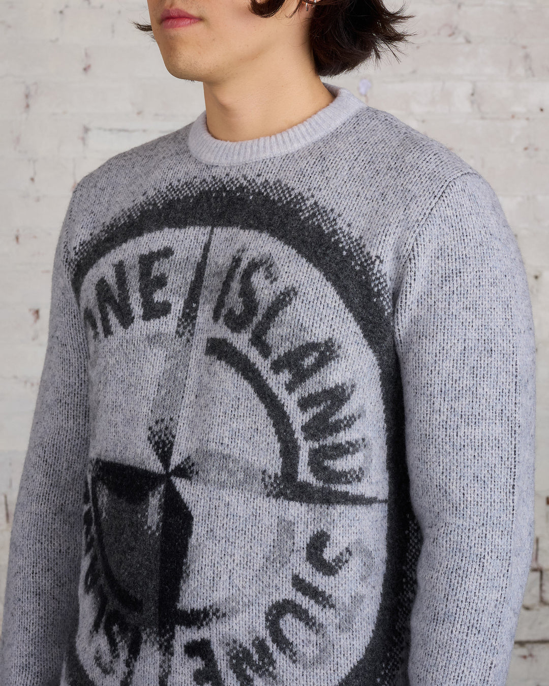 Stone Island Jacquard Knit Logo Sweater Dust Grey