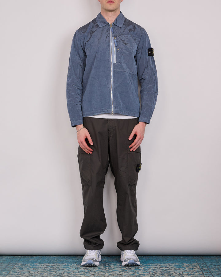 Stone Island Nylon Metal Econyl Zip Overshirt Dark Blue