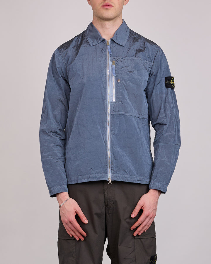 Stone Island Nylon Metal Econyl Zip Overshirt Dark Blue