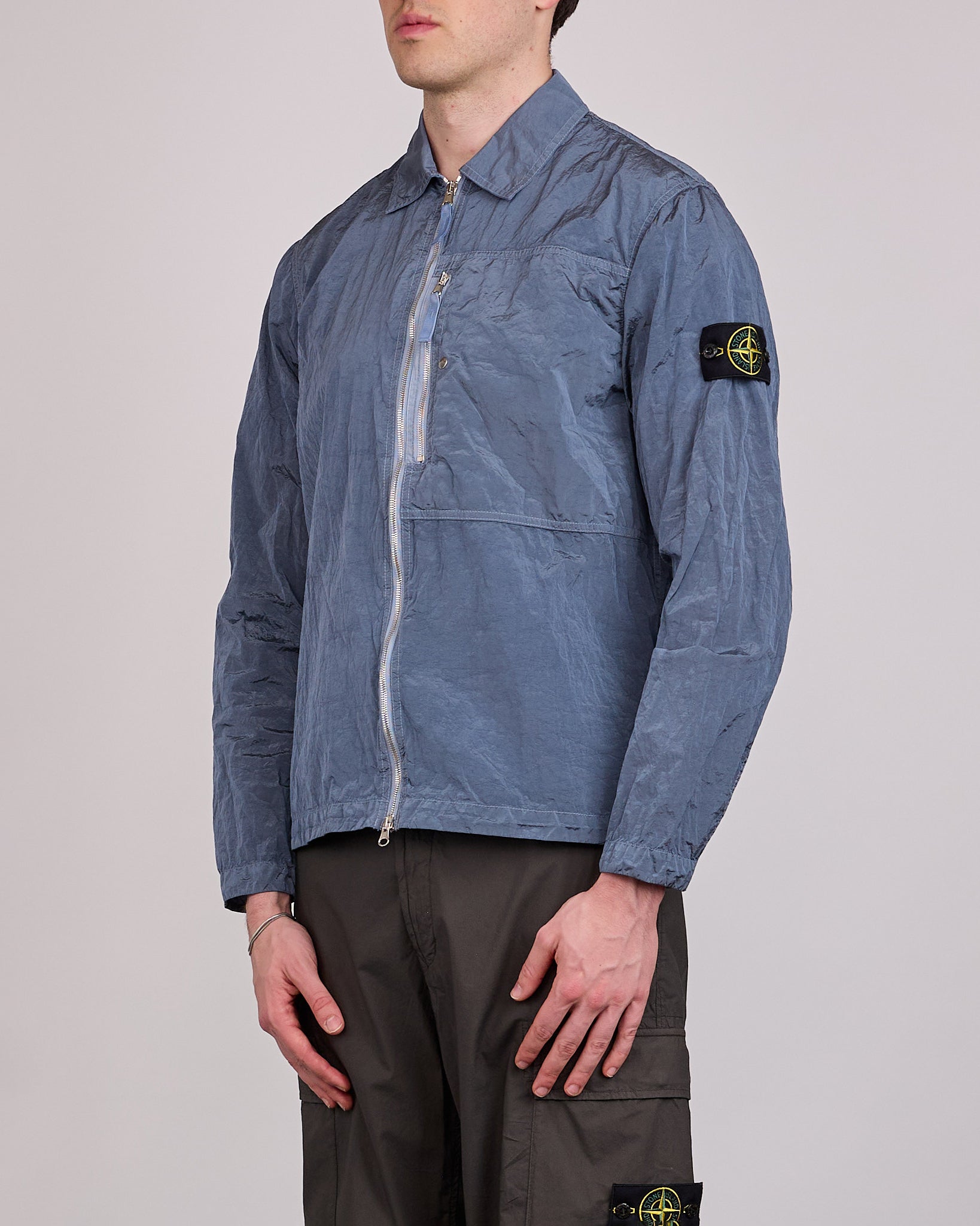 Stone Island Nylon Metal Econyl Zip Overshirt Dark Blue – LESS 17
