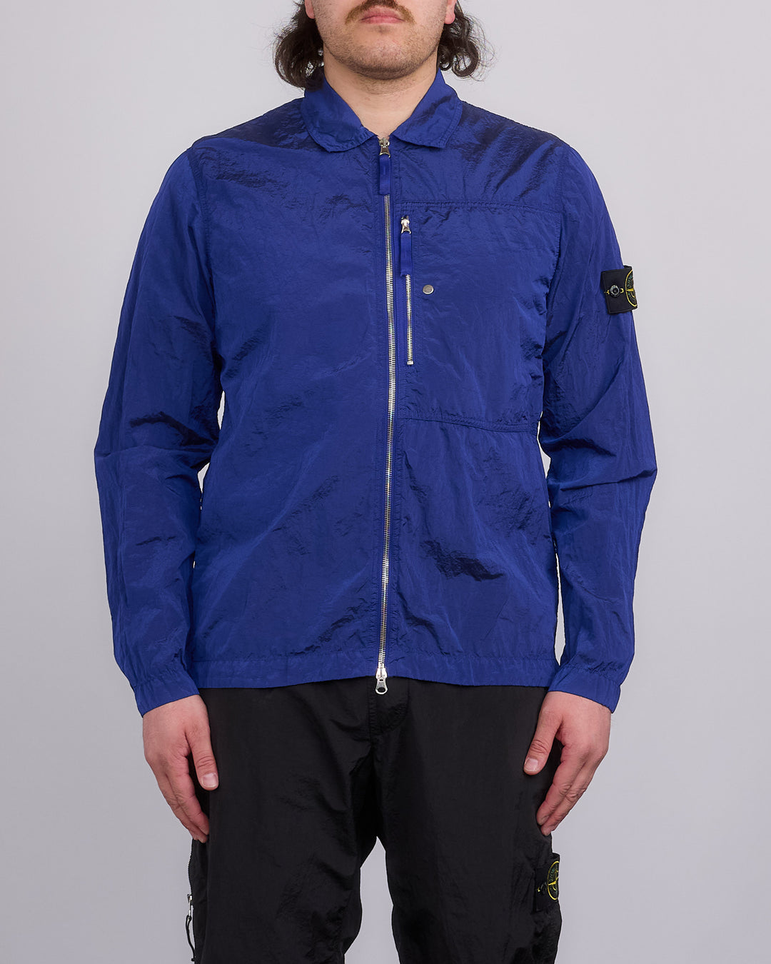 Stone Island Nylon Metal Econyl Zip Shirt Jacket Bright Blue – LESS 17