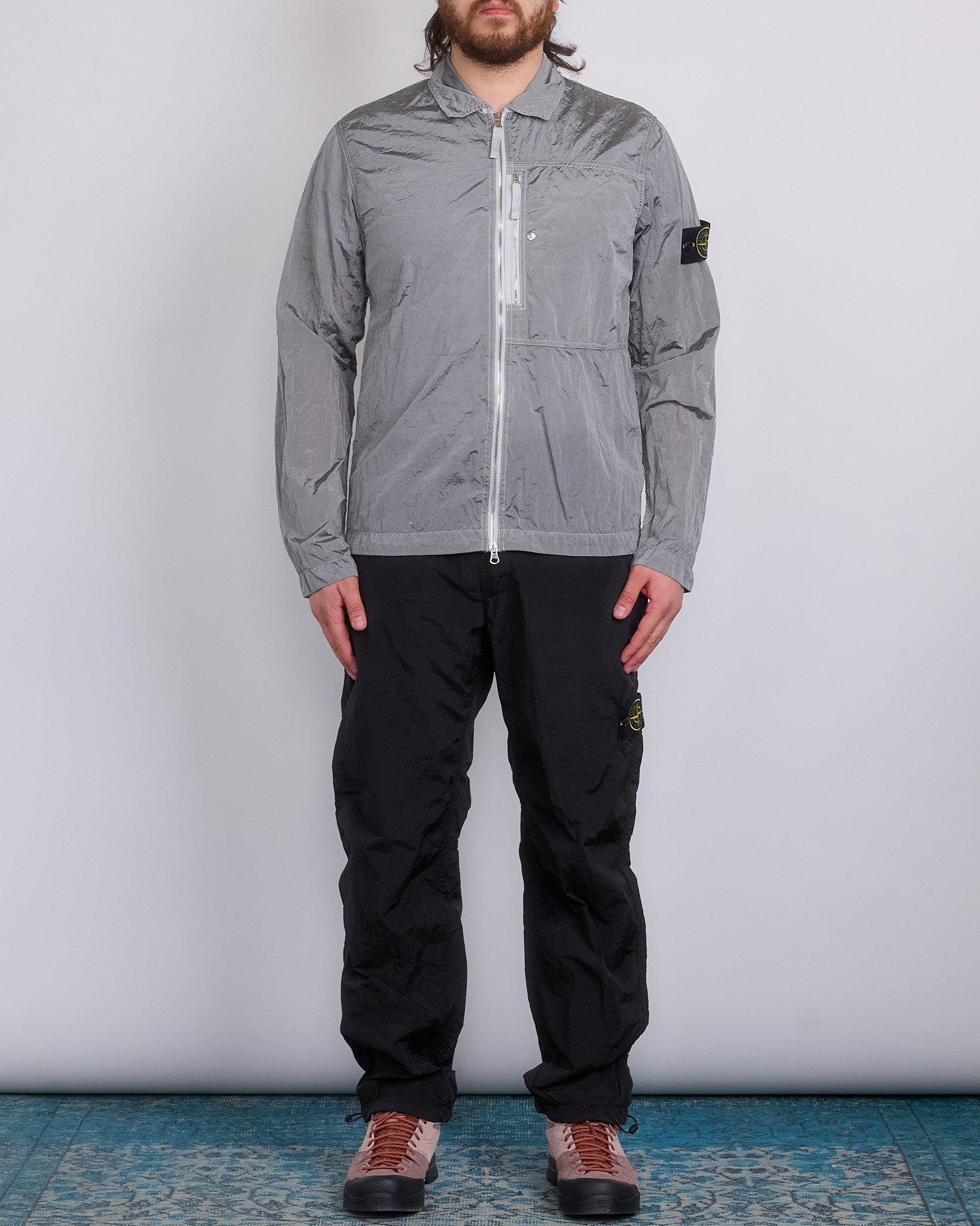 Stone Island Nylon Metal Econyl Zip Shirt Jacket Pearl Grey – LESS 17