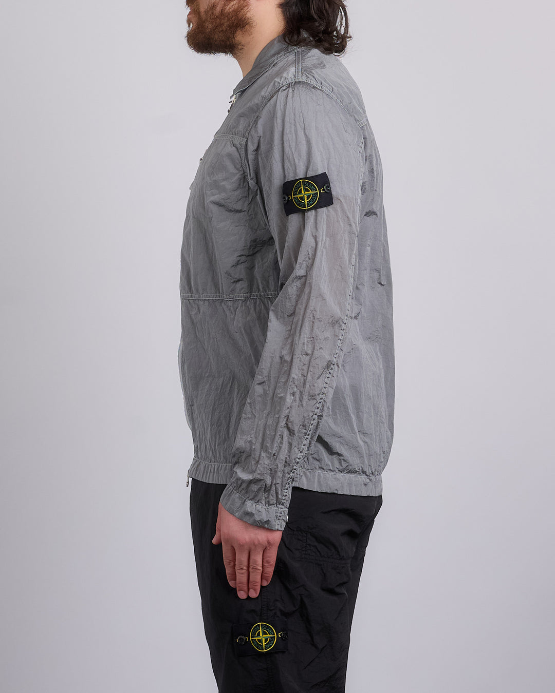 Stone Island Nylon Metal Econyl Zip Shirt Jacket Pearl Grey – LESS 17