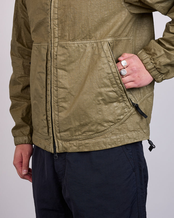 Stone Island Nylon Panama-TC Zip Hooded Jacket Military