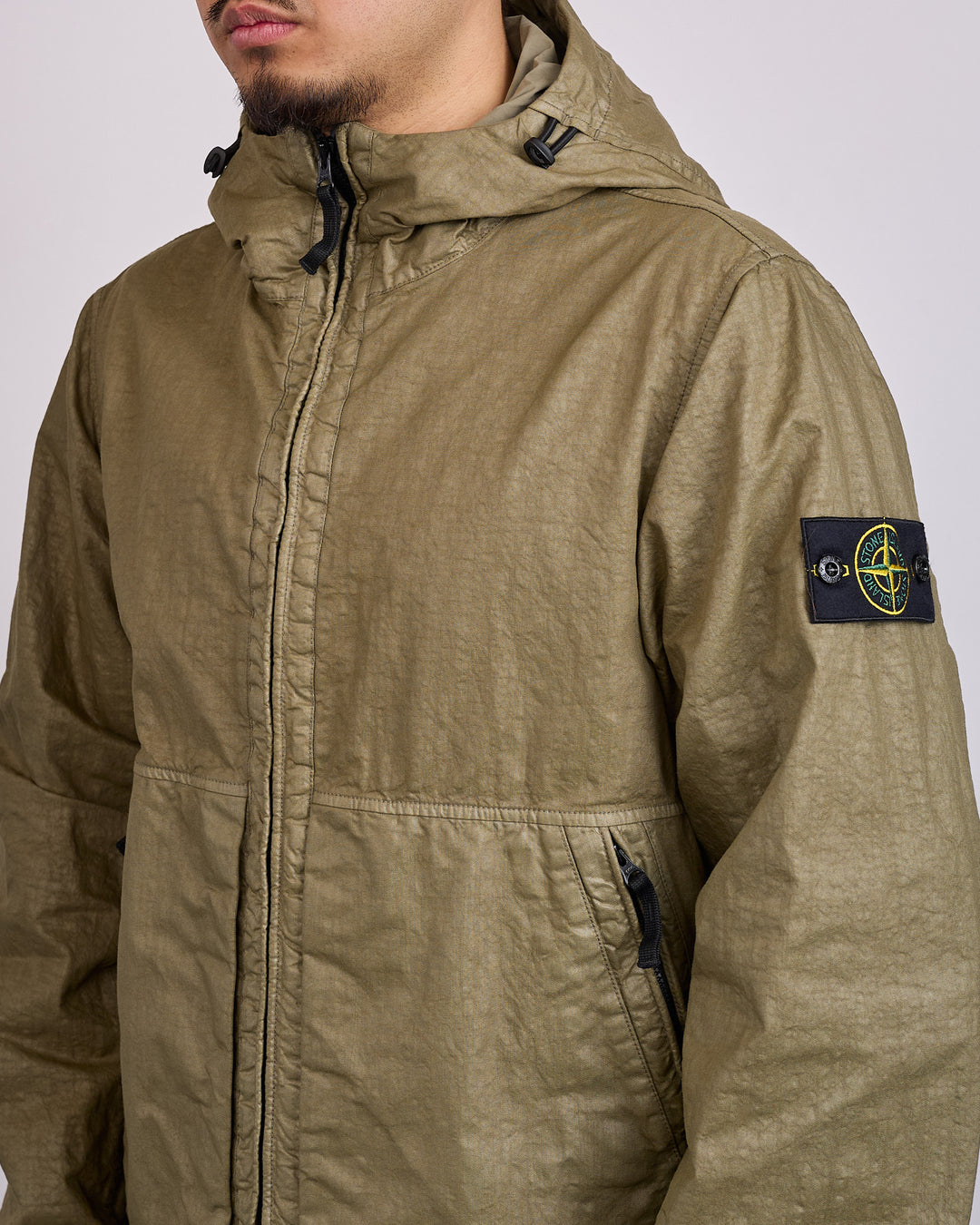 Stone Island Nylon Panama-TC Zip Hooded Jacket Military