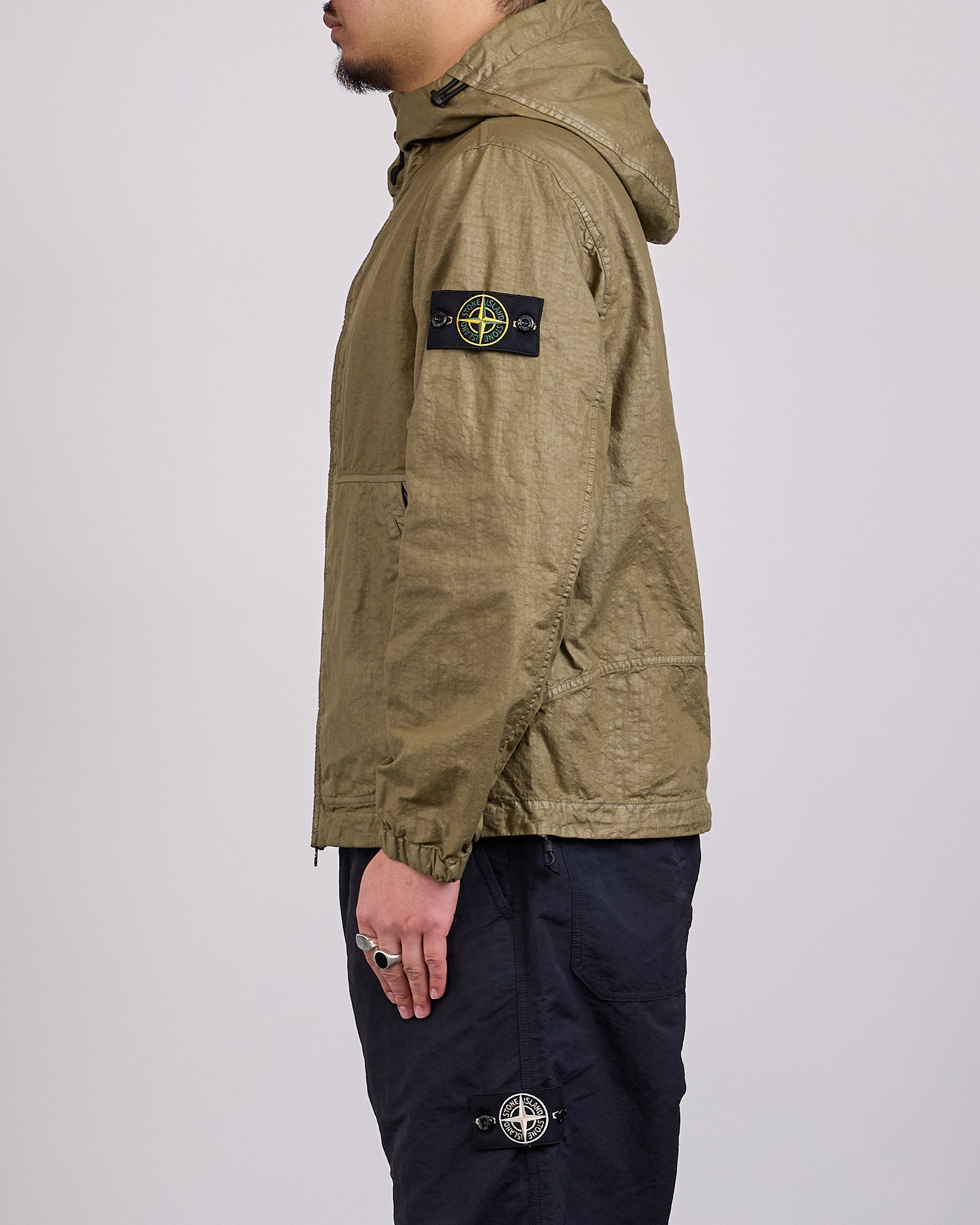 Stone Island Nylon Panama-TC Zip Hooded Jacket Military – LESS 17