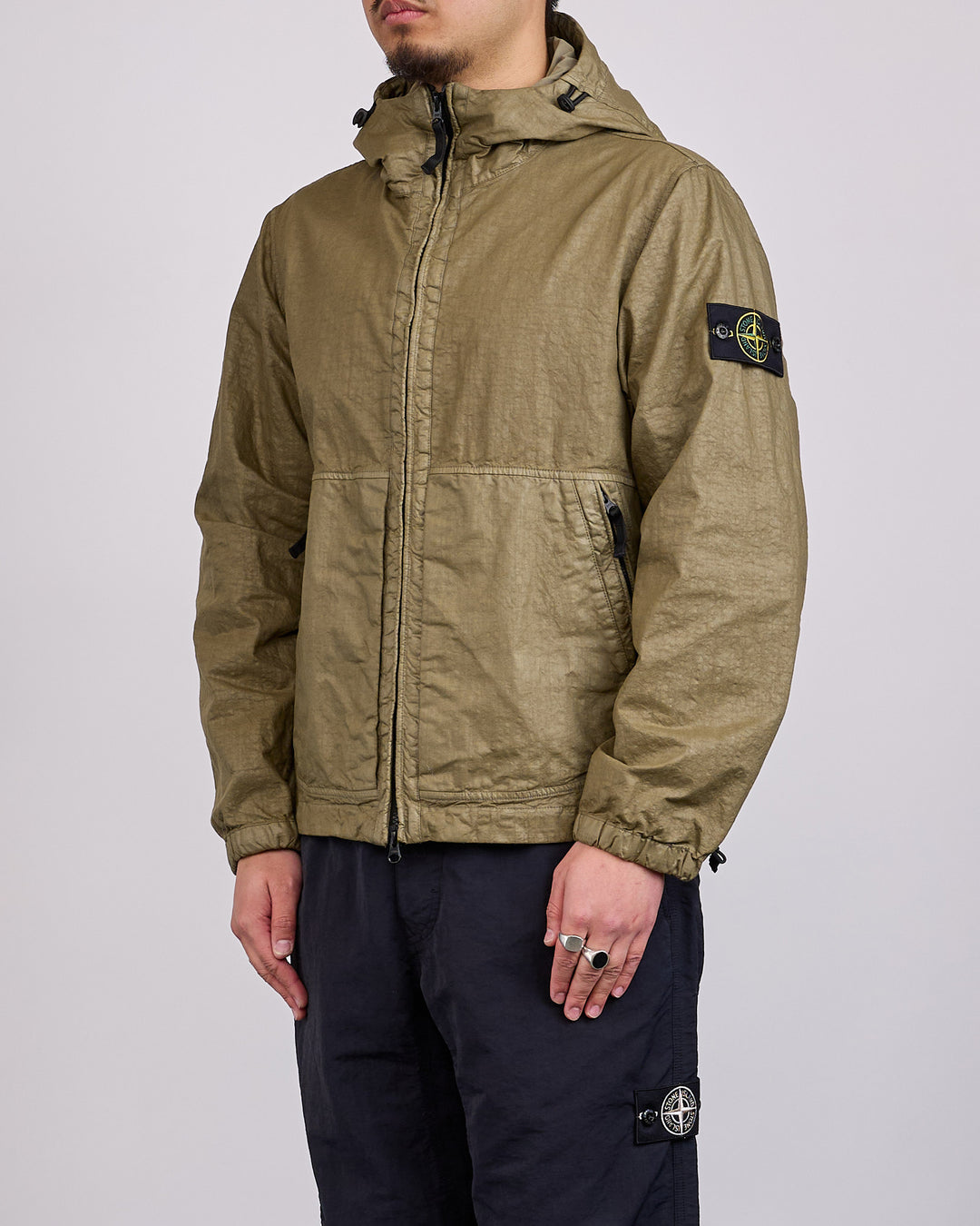 Stone Island Nylon Panama-TC Zip Hooded Jacket Military