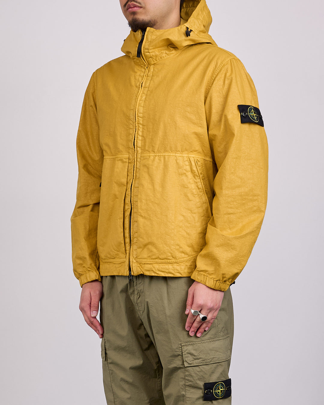 Stone Island Nylon Panama-TC Zip Hooded Jacket Mustard