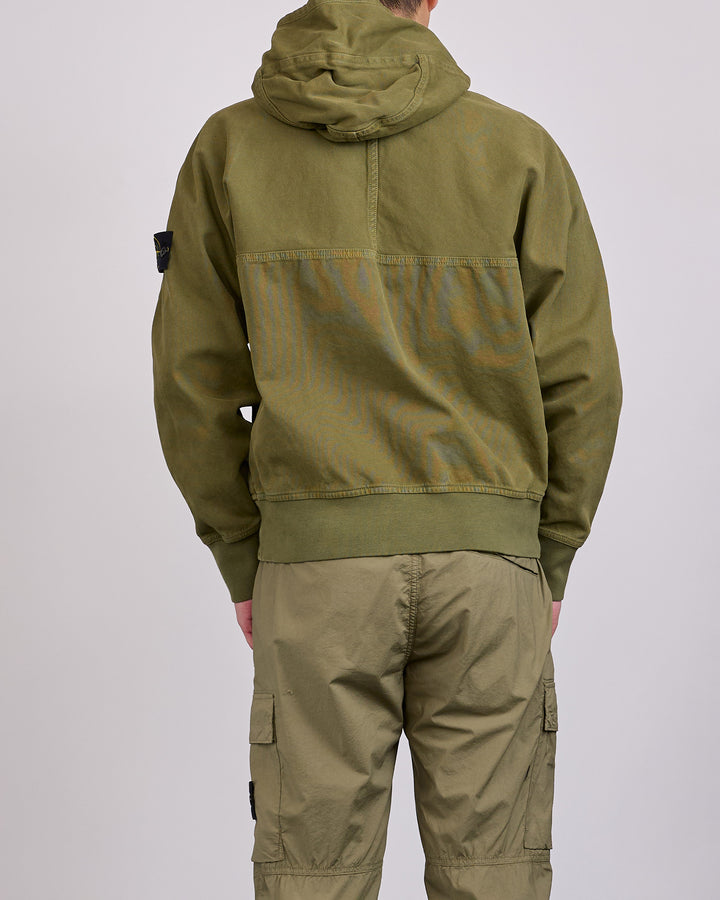 Stone Island Old Effect Panama Hooded Jacket Military