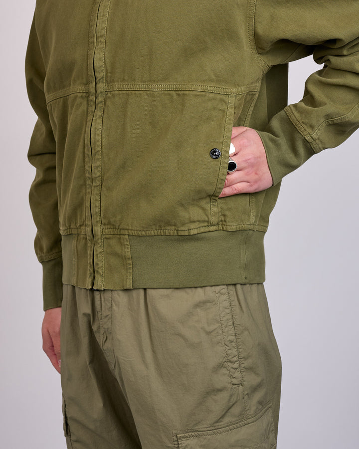 Stone Island Old Effect Panama Hooded Jacket Military