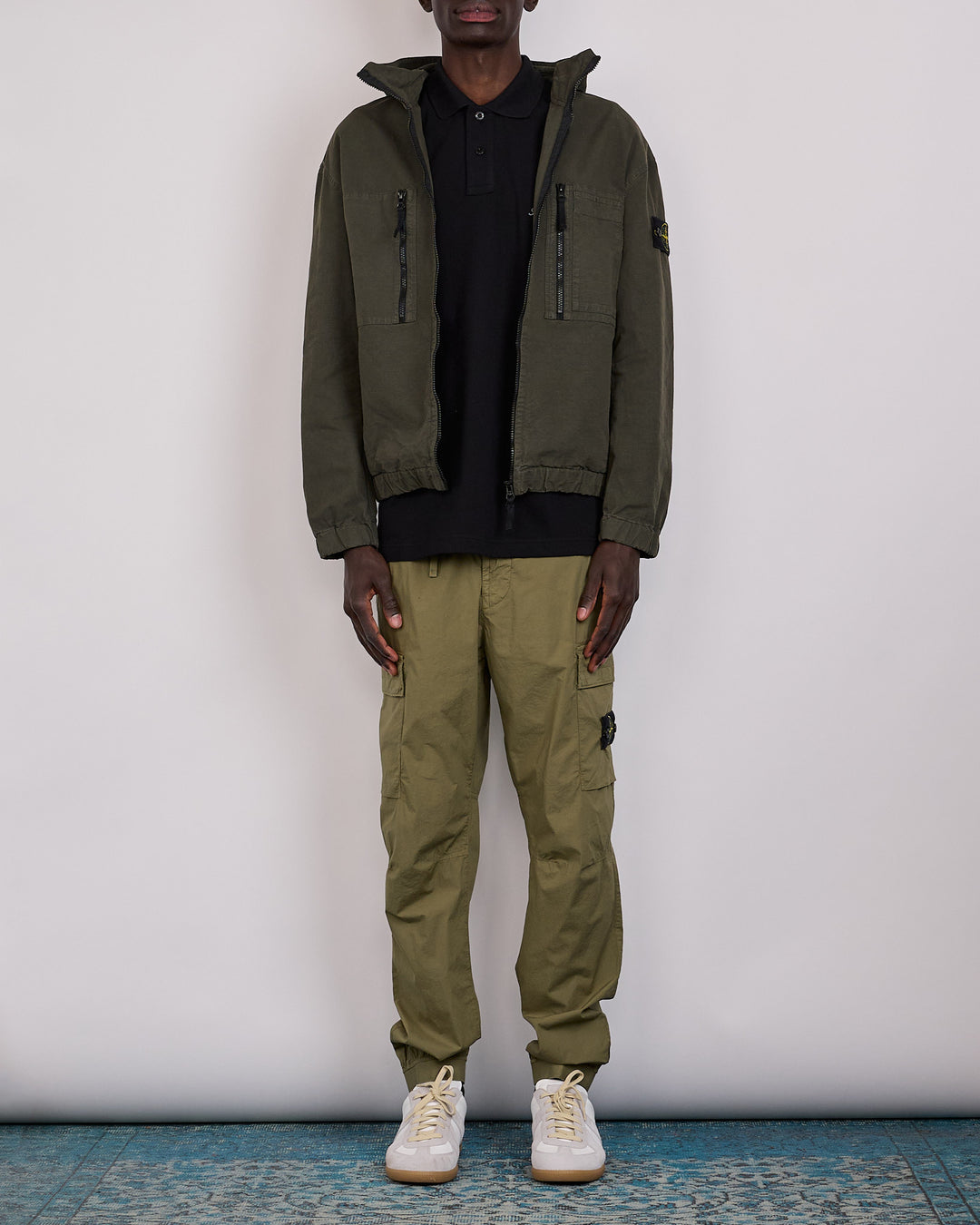 Stone Island Organic Cotton Ripstop Zip Jacket Coal
