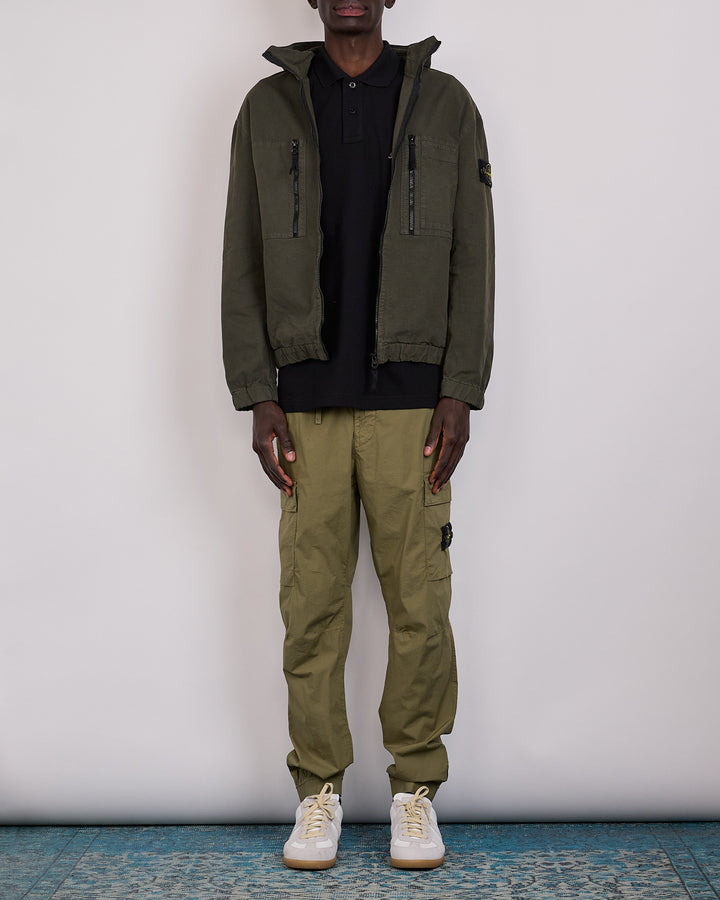 Stone Island Organic Cotton Ripstop Zip Jacket Coal