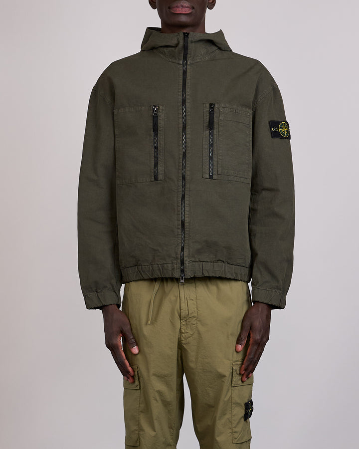 Stone Island Organic Cotton Ripstop Zip Jacket Coal
