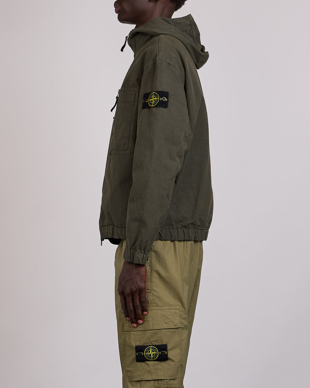Stone Island Organic Cotton Ripstop Zip Jacket Coal